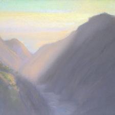 American Legacy Fine Arts presents, "Afternoon Rays at Silver Canyon Catalina Island" a painting by Peter Adams.