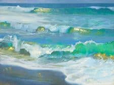 American Legacy Fine Arts presents " Light on Morning Waves" a painting by Peter Adams.