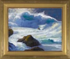 American Legacy Fine Arts presents "Rocky Point Break; Carmel, California" a painting by Peter Adams.