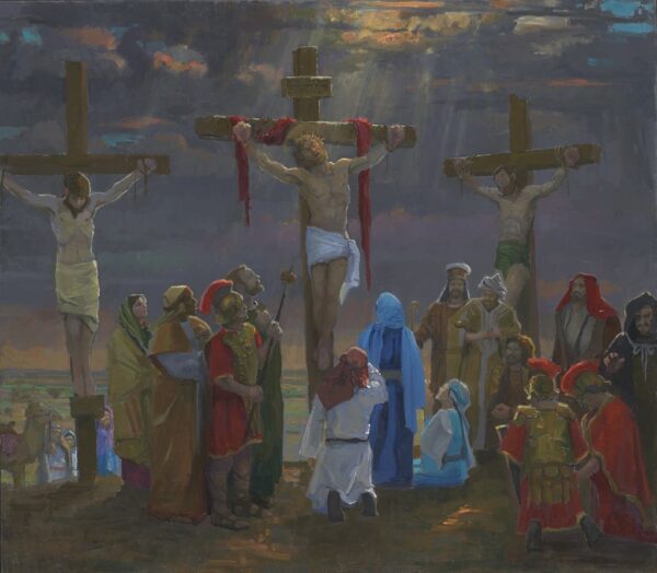 American Legacy Fine Arts presents "14 Stations of the Cross (12) The Crucifixion" a painting by Peter Adams.