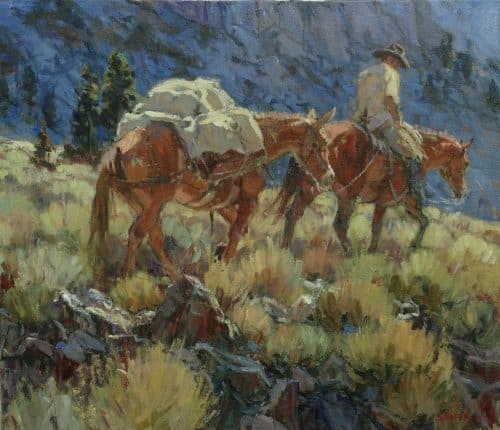 American Legacy Fine Arts presents "Below the Cliffs; Lee Vining, California" a painting by Suzanne Baker.