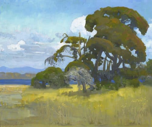 American Legacy Fine Arts presents "View of Guadalupe Lake from Cabrillo Highway" a painting by Peter Adams.