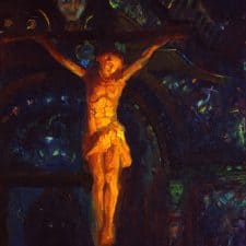American Legacy Fine Arts presents "Light in Serra Chapel; Mission San Juan Capistrano" a painting by Peter Adams.