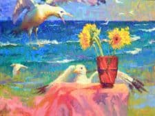 American Legacy Fine Arts presents "Seagulls and Shattered Sun" a painting by Christopher Cook.