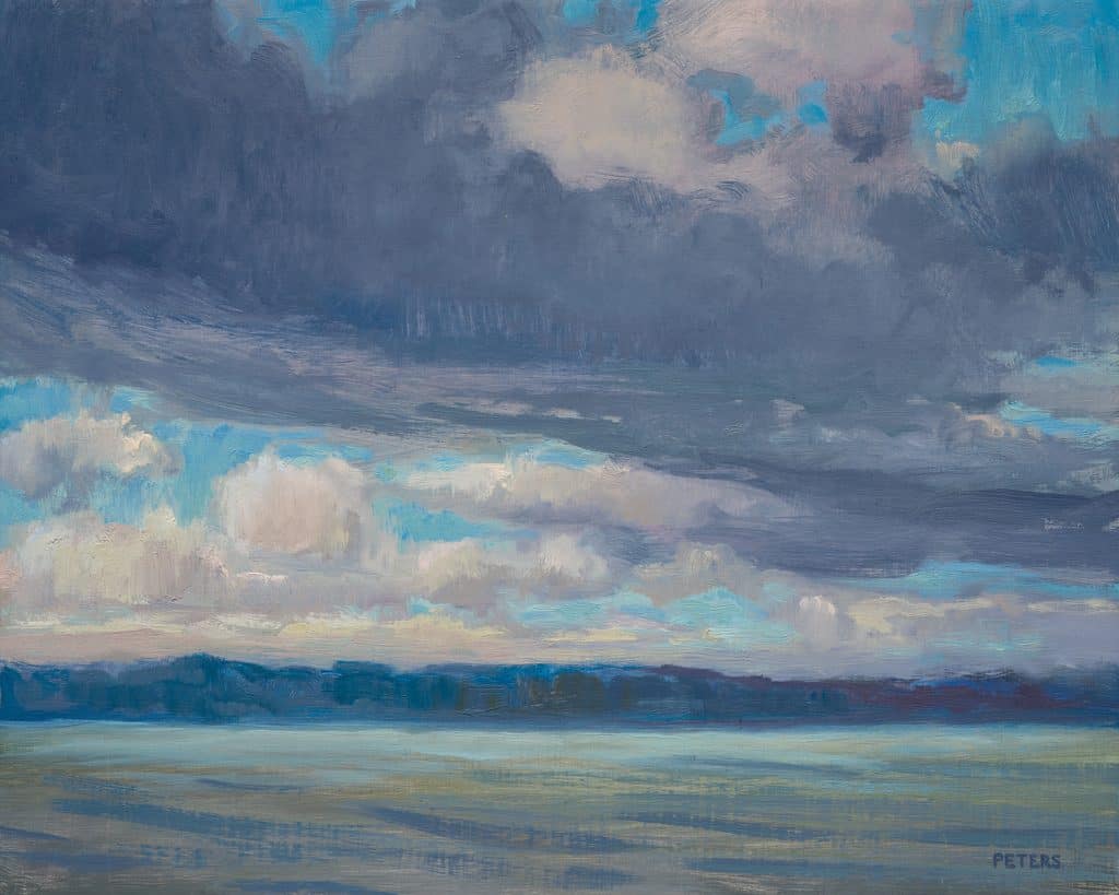 American Legacy Fine Arts presents 'Lake Washington Three" a painting by Tony Peters.