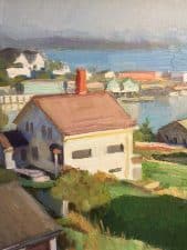 American Legacy Fine Arts presents " Incoming Fog at Stonington" a painting by Ray Roberts.