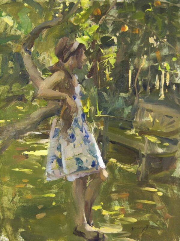 American Legacy Fine Arts presents "Kat in the Garden" a painting by Quang Ho.