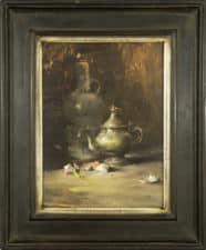 American Legacy Fine Arts presents "Still Life Arrangement Pewter" a painting by Quang Ho.