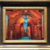 American Legacy Fine Arts presents "Crucifix and Retablo at Serra Chapel; Mission San Juan Capistrano" a painting by Peter Adams.