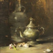 American Legacy Fine Arts presents "Still Life Arrangement with Pewter" a painting by Quang Ho.