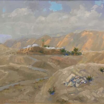 American Legacy Fine Arts presents "Nabi Musa (Prophet Moses) at Ramadan; Judean Desert" a painting by Peter Adams.