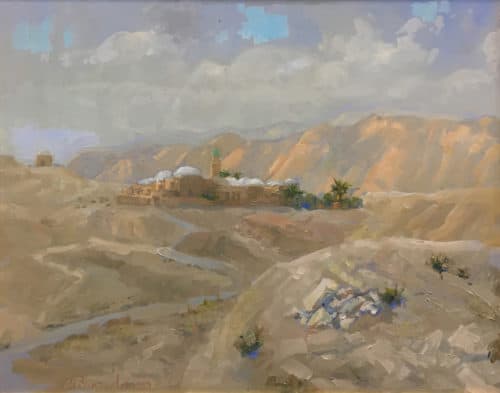 American Legacy Fine Arts presents "Nabi Musa (Prophet Moses) at Ramadan; Judean Desert" a painting by Peter Adams.