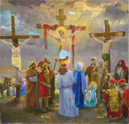 American Legacy Fine Arts presents "Study for the 12th Station; The Crucifixion Scene" a painting by Peter Adams.