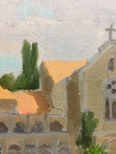 American Legacy Fine Arts presents "Trappist Monastery in Latrun; Overlooking the Road to Jerusalem" a painting by Peter Adams.