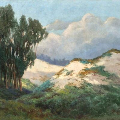 American Legacy Fine Arts presents "Sand Dunes and Eucalyptus Trees, 1921" a painting by Christian A. Jorgensen.