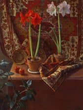 American Legacy Fine Arts presents "Two Amaryllis" a painting by Jim McVicker.