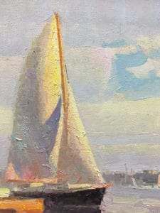 American Legacy Fine Arts presents "Newport Harbor Scene" a painting by Calvin Liang.
