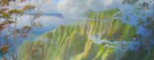 Peter Adams - Parting Mist ;Kalalau Lookout, Kauai, Oil on panel 48" x 60" Homepage Banner