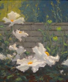 American Legacy Fine Arts presents "Matilija Poppies, Cluff Park" a painting by Jennifer Moses.