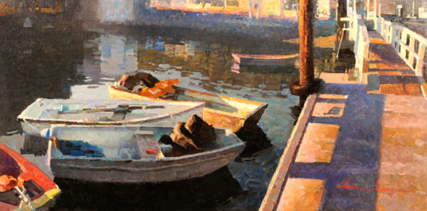 American Legacy Fine Arts presents "Reflection; Sausalito, California" a painting by Calvin Liang.