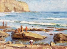 American Legacy Fine Arts presents "a Saturday Afternoon at the Tide Pools" a painting by Stephen Mirich.