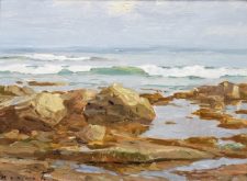 American Legacy Fine Arts presents "Tide Pools; Cabrillo Beach California" a painting by Stephen Mirich.