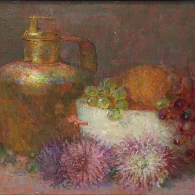 Theodore Lukits Historic Artist Oil Painting Rose and Gold