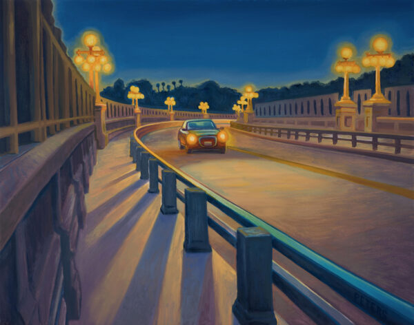 American Legacy Fine Arts presents "Night Bridge" a painting by Tony Peters.
