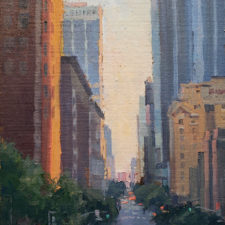 American Legacy Fine Arts presents "Flower Street Canyon; Los Angeles" by Michael Obermeyer.