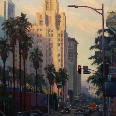 Michael Obermeyer Artist Oil painting Pershing Square, Los Angeles