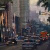 Michael Obermeyer Artist Oil painting Pershing Square, Los Angeles