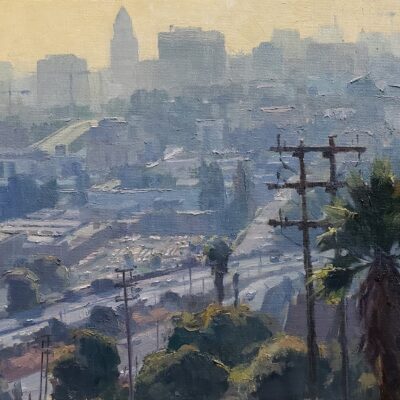 Michael Obermeyer artist oil painting Top of the Park; Chavez Ravine; Los Angeles