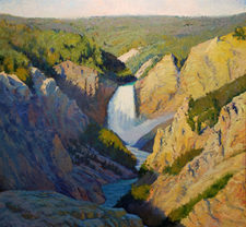 American Legacy Fine Arts presents "Morning Light on the Lower Falls Yellowstone" a painting by Richard Humphrey.