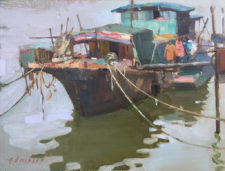 American Legacy Fine Arts presents "An Old Boat in Kaiping" a painting by Aimee Erickson.