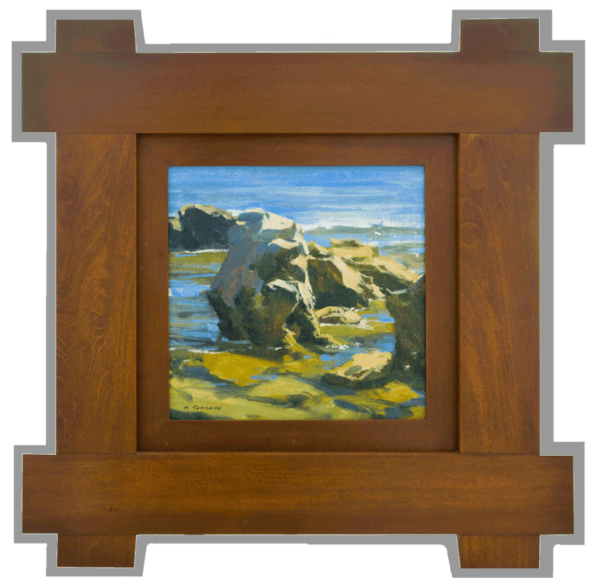 American Legacy Fine Arts presents "Coastal Rocks, Laguna Beach" a painting by Frank M. Serrano.