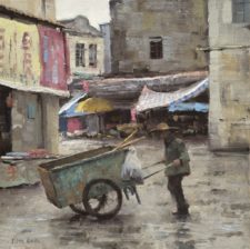 American Legacy Fine Arts presents "Rubbish Collector" a painting by Keith Bond.