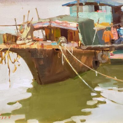 American Legacy Fine Arts presents “An Old Boat in Kaiping” a painting by Aimee Erickson.