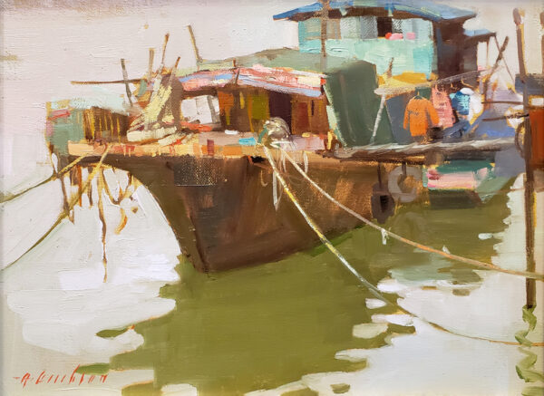American Legacy Fine Arts presents “An Old Boat in Kaiping” a painting by Aimee Erickson.