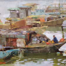 American Legacy Fine Arts presents “Boats of Kaiping” a painting by Aimee Erickson.American Legacy Fine Arts presents “Boats of Kaiping” a painting by Aimee Erickson.