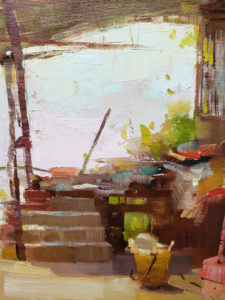 American Legacy Fine Arts presents “China Porch & Pink Broom” a painting by Aimee Erickson.
