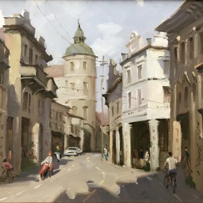 American Legacy Fine Arts presents "Old Town Chikan" a painting by Eric F. Guan.