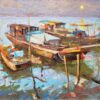 American Legacy Fine Arts presents "Moonlight; Sunchong, Guandong" a painting by Hai-Ou Hou.