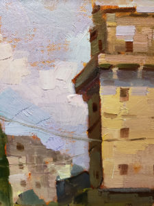 American Legacy Fine Arts presents "Old Building; Guangdong, China" a painting by Hai-Ou Hou.