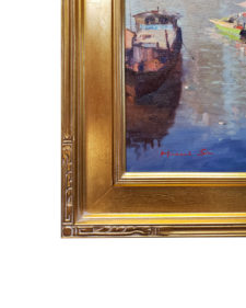 American Legacy Fine Arts presents "Hometown Boat View" a painting by Michael Situ.