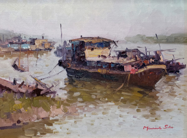 American Legacy Fine Arts presents "Kaiping Boat" a painting by Michael Situ.