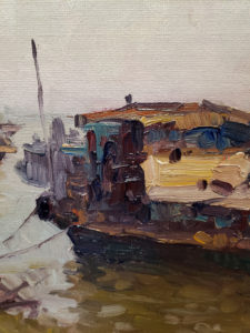 American Legacy Fine Arts presents "Kaiping Boat" a painting by Michael Situ.