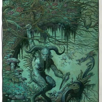 American Legacy Fine Arts presents "The Faun (Pan)" a painting by William Stout.