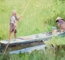 American Legacy Fine Arts presents "Lotus Gatherers" a painting by Chuck Kovacic.