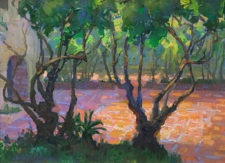 American Legacy Fine Arts presents "Summer Afternoon in the Pomegranate Court; The Old Mill" a painting by Peter Adams.