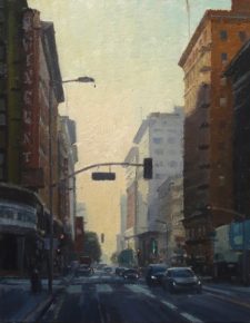 American Legacy Fine Arts presents "Seventh and Hill; Los Angeles" a painting by Michael Obermeyer.